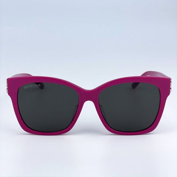 NEW Balenciaga BB0102SA 013 Fuchsia Pink Grey Square Women Sunglasses - Picture 1 of 14